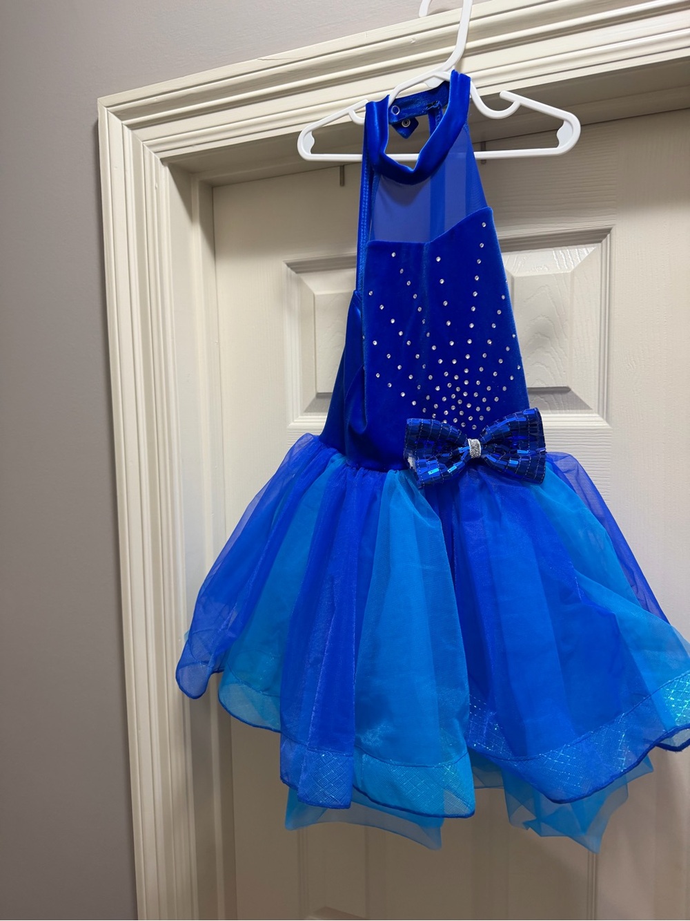 Blue Sparkle Tulle Halter Kids Costume Dress